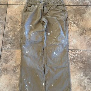 Tan Carhartt Paint-Splattered Carpenter Pants